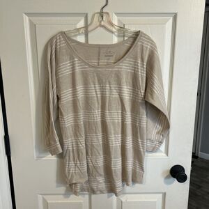 Old Navy Womens Beige Knit Stripe Flowy Long Sleeve Top Size Small